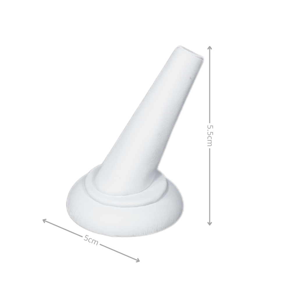 Elegant Faux Leather Round Base Ring Display Holder white
