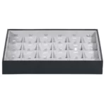 BXPS80-necklace-storage-box-24-compartments-grey-front-view BXPS80 necklace storage box 24 compartments grey front view