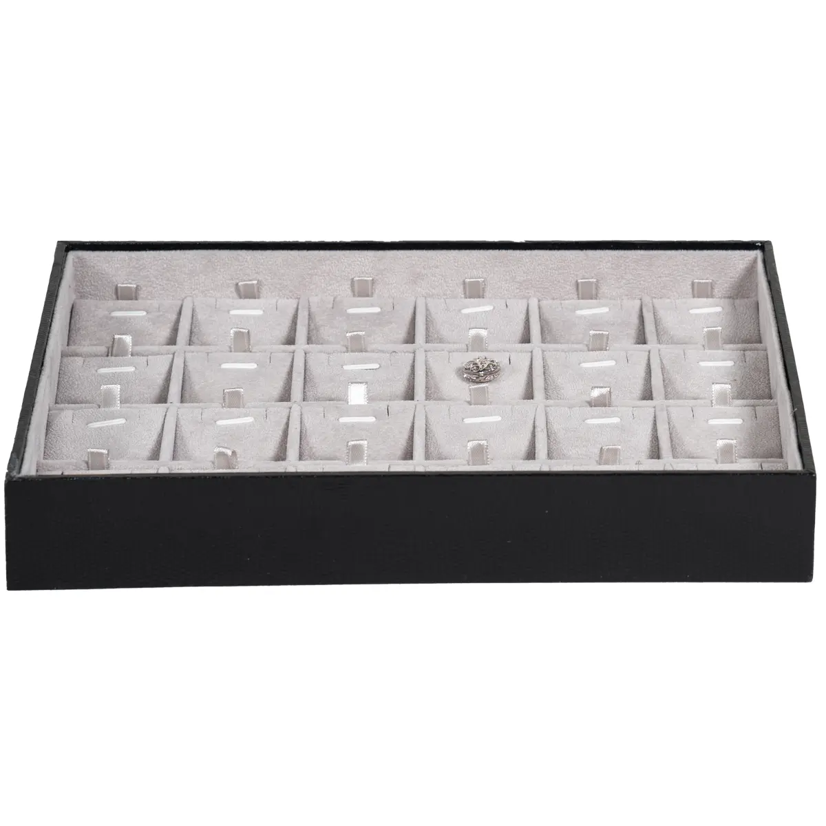 BXPS80-necklace-storage-box-24-compartments-grey-front-view-with-pendant BXPS80 necklace storage box 24 compartments grey front view with pendant