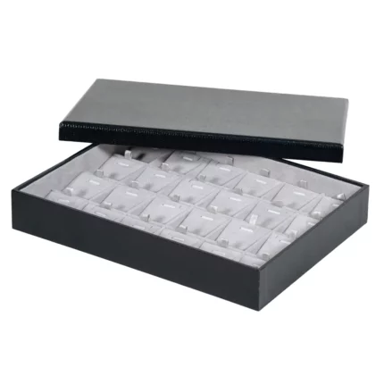 BXPS80 necklace storage box 24 compartments grey with cover