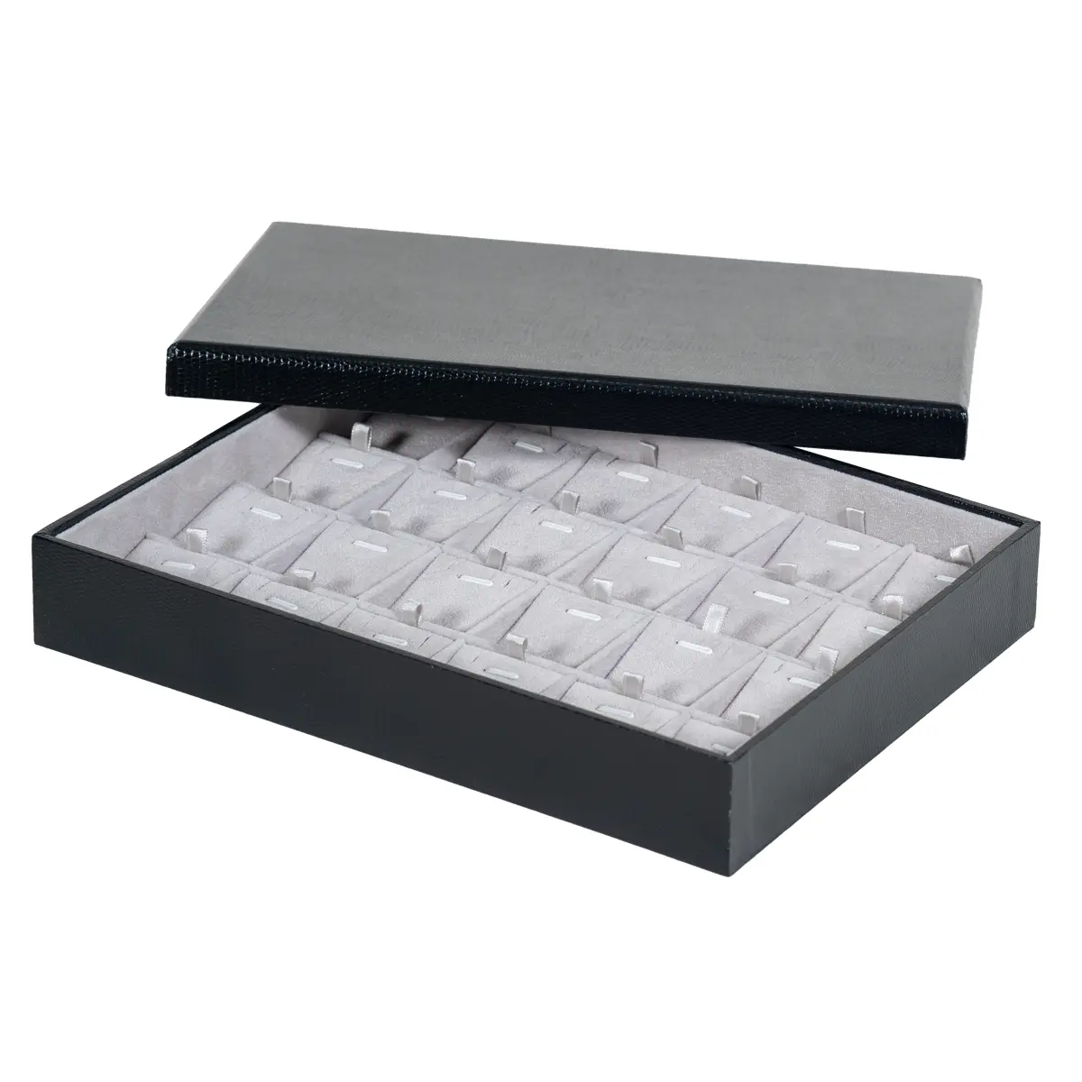 BXPS80-necklace-storage-box-24-compartments-grey-with-cover BXPS80 necklace storage box 24 compartments grey with cover