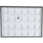BXPS80-necklace-storage-box-24-compartments-white-frontview-with-pendant BXPS80 necklace storage box 24 compartments white front view with pendant