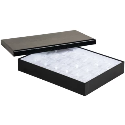 BXPS80 necklace storage box 24 compartments white open