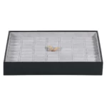 jewellery storage box for ring grey 7x5 front view with ring