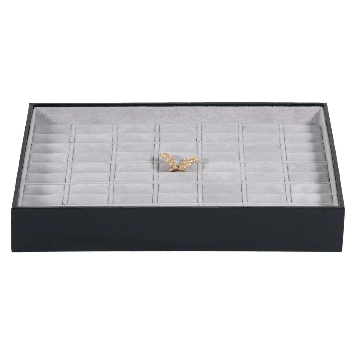 jewellery storage box for ring grey 7x5 front view with ring