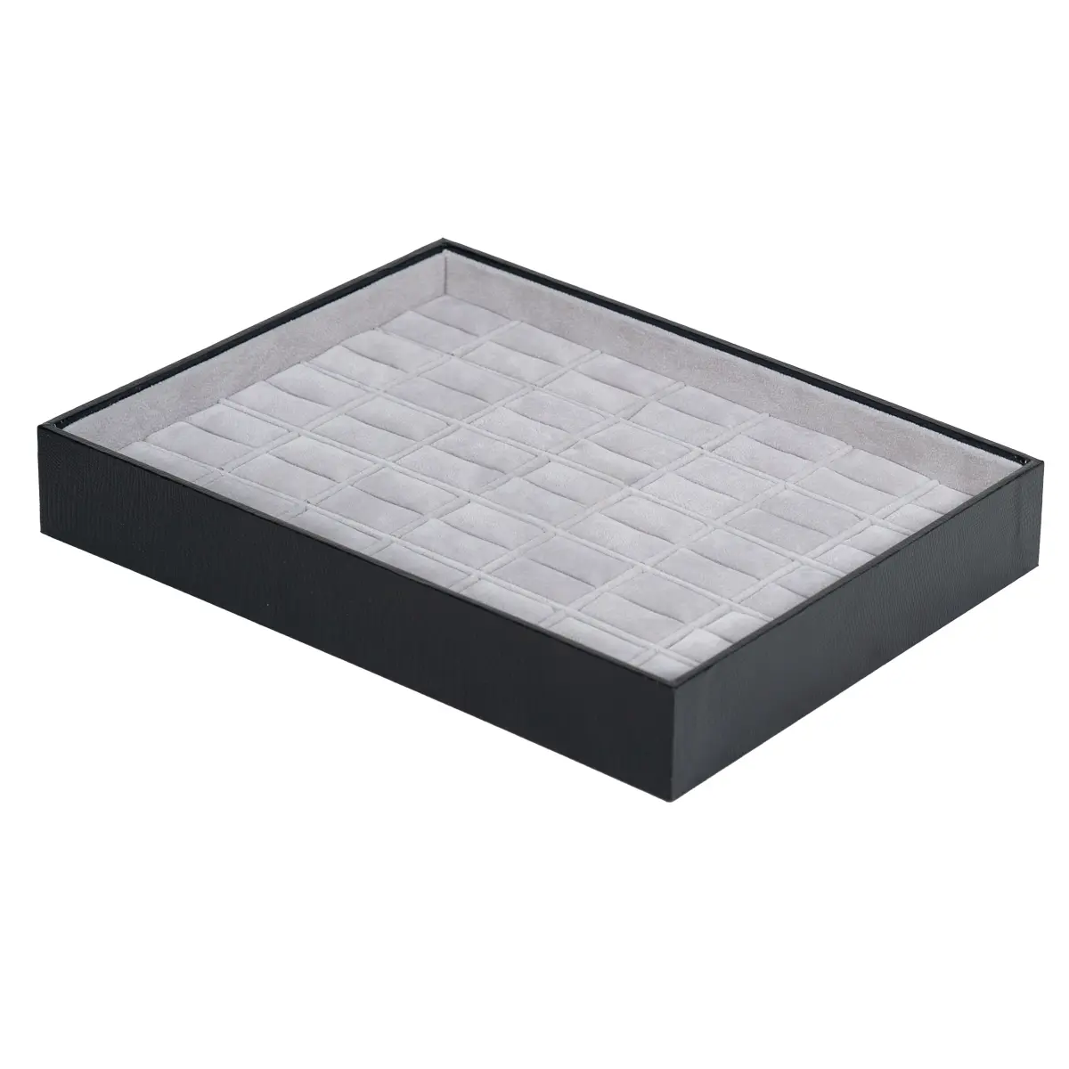 Jewellery storage box for ring grey 7x5 open side view