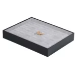 Jewellery storage box for ring grey 7x5 open side view with ring