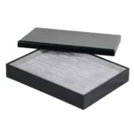 Jewellery storage box for ring grey 7x5 side view with cover