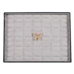 Jewellery storage box for ring grey 7x5 top view with ring