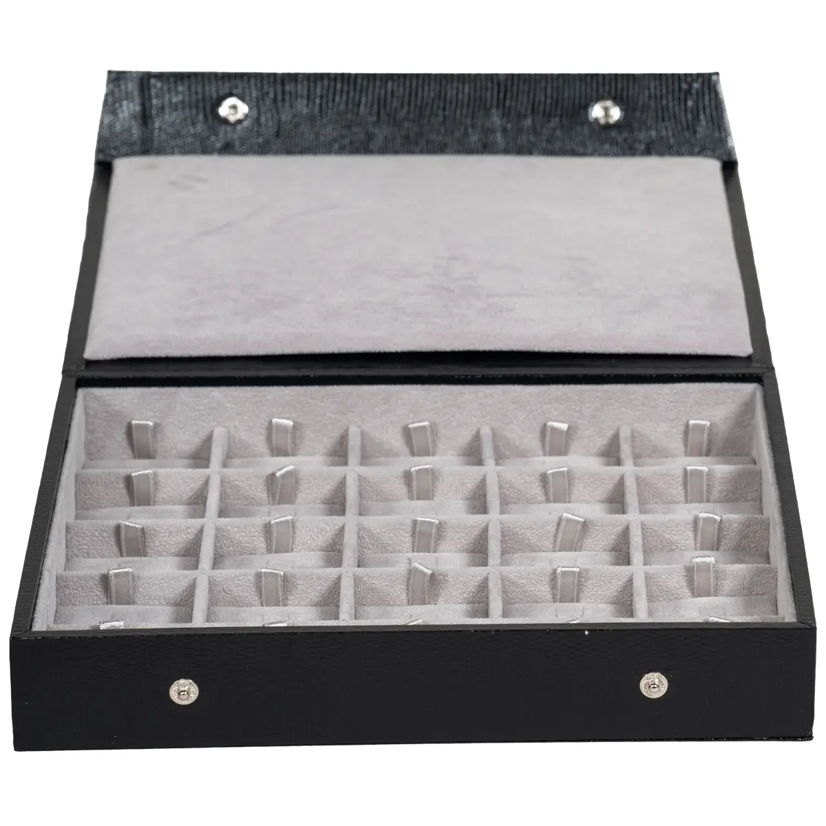 Ring-Storage-box-clip-5x5-Grey-open-front-view-BXRS82 Ring Storage box clip 5x5 Grey open front view