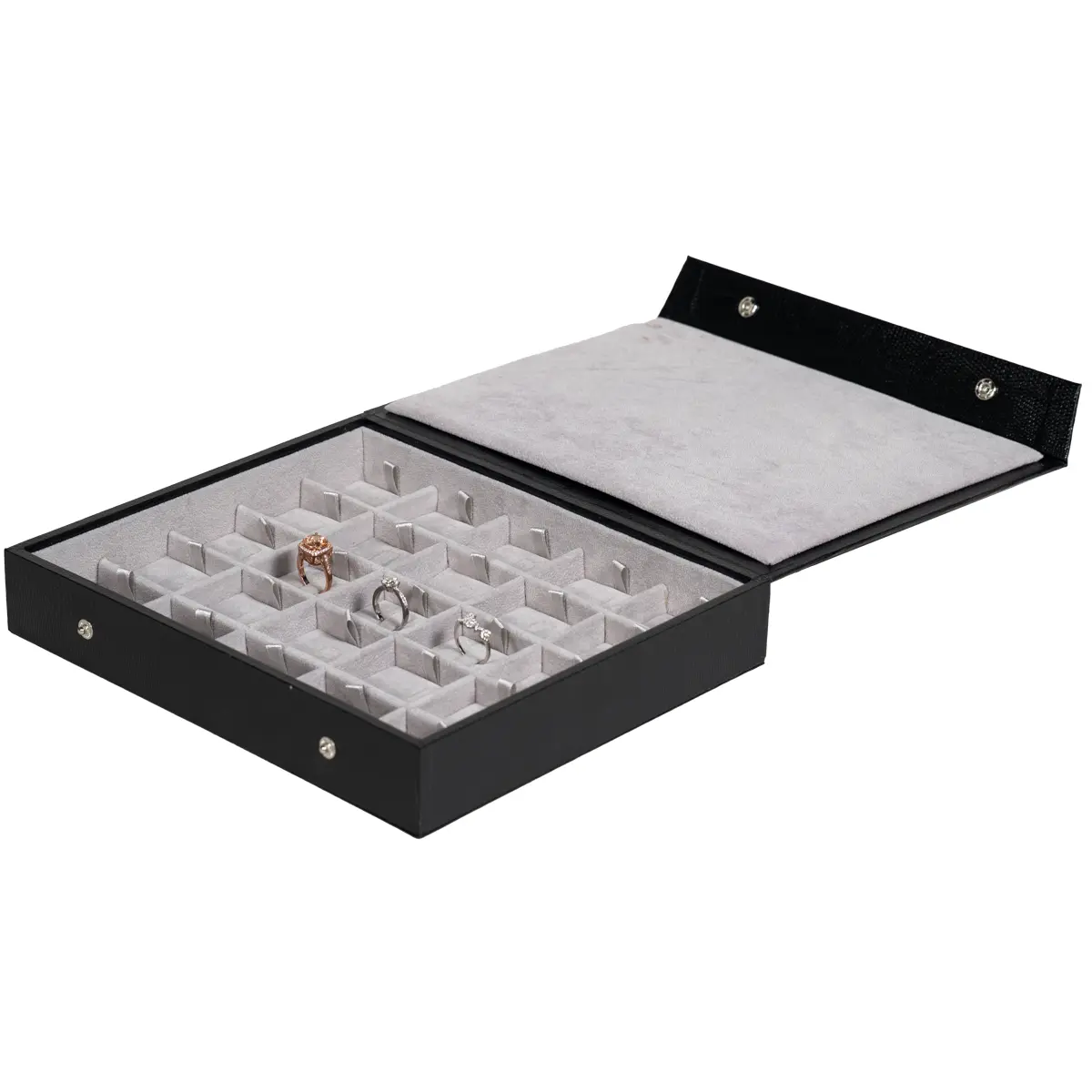 Ring-Storage-box-clip-5x5-Grey-open-side-view-with-ring-BXRS82 Ring Storage box clip 5x5 Grey open side view with ring