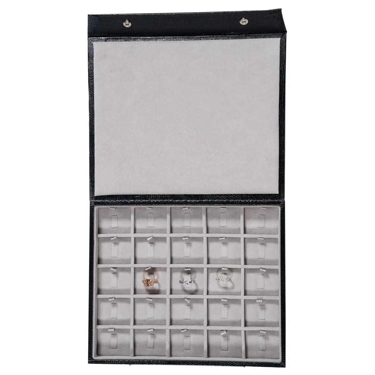 Ring-Storage-box-clip-5x5-Grey-open-top-view-with-ring-BXRS82 Ring Storage box clip 5x5 grey open top view with ring