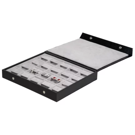 earring storage 5x4 grey open side view with earring