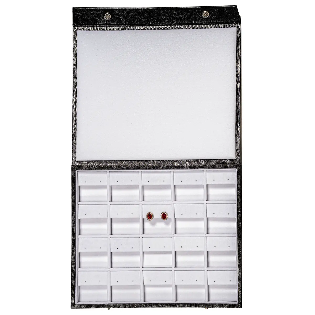earring-storage-5x4-white-open-top-view-with-earring-BXES82 earring storage 5x4 white open top view with earring