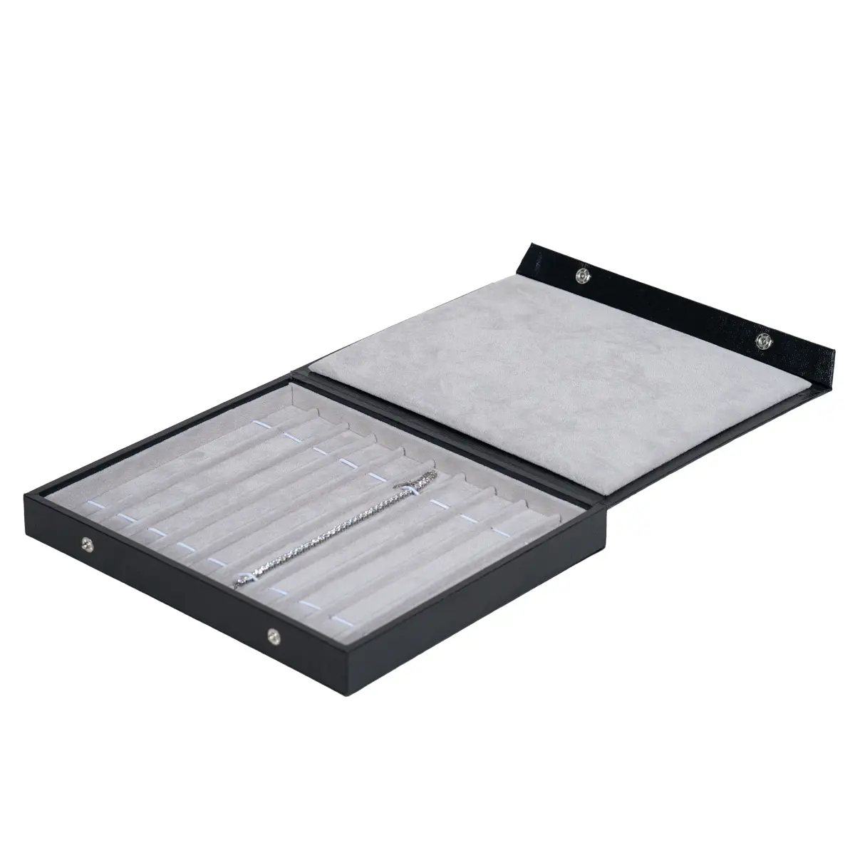 jewellery-storage-box-bracelet-grey-open-side-view-with-bracelet-BXBS80GR jewellery storage box bracelet grey open side view with bracelet