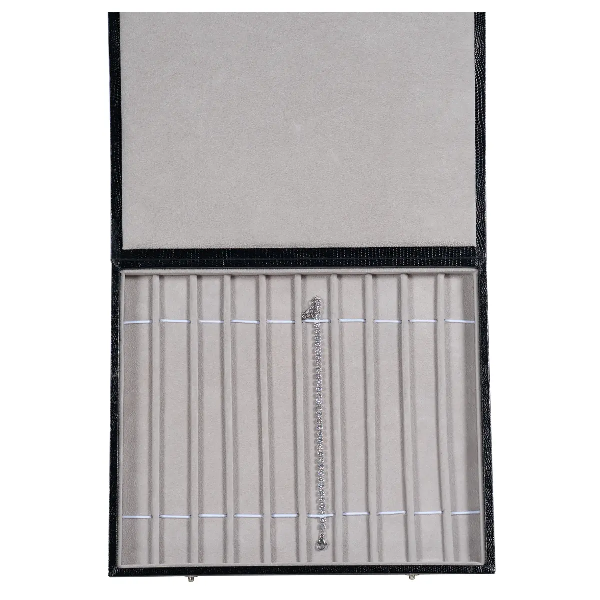 jewellery-storage-box-bracelet-grey-top-view-with-bracelet-BXBS80GR jewellery storage box bracelet grey top view-with bracelet