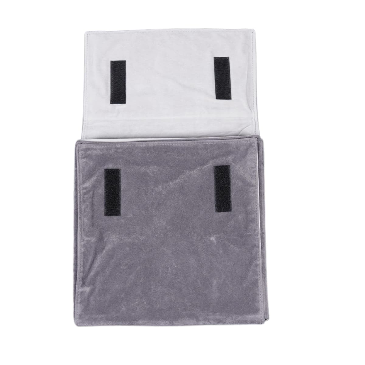 Multi-Compartment Jewellery Tray for Necklaces and Pendants-grey-TRP81-1-7 Unfolded grey velvet jewellery tray