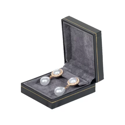 BXE85BL jewellery gift box for earring black with necklace side