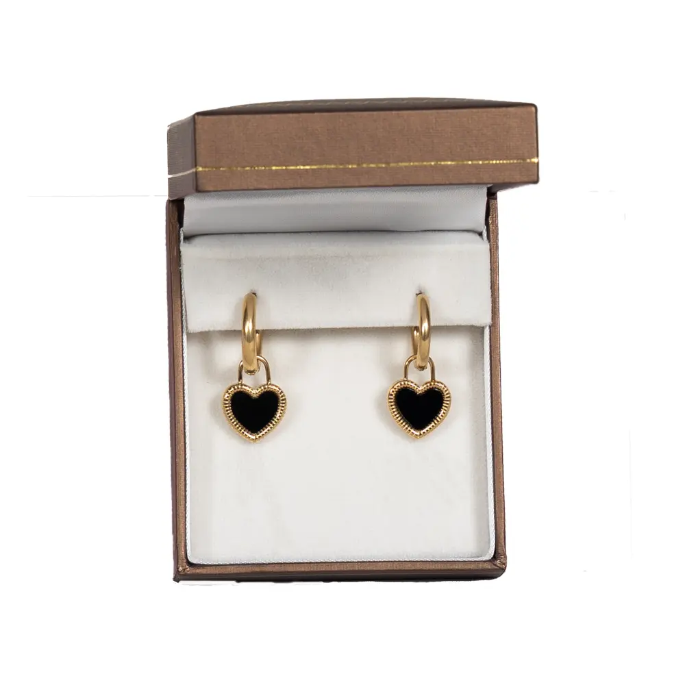 BXE85BR jewellery gift box for earring brown top side with jewellery