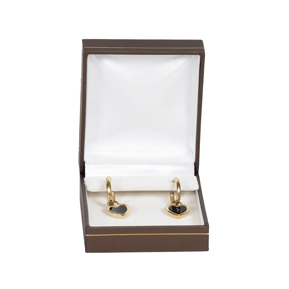 BXE85BR jewellery gift box for earring brown with necklace front