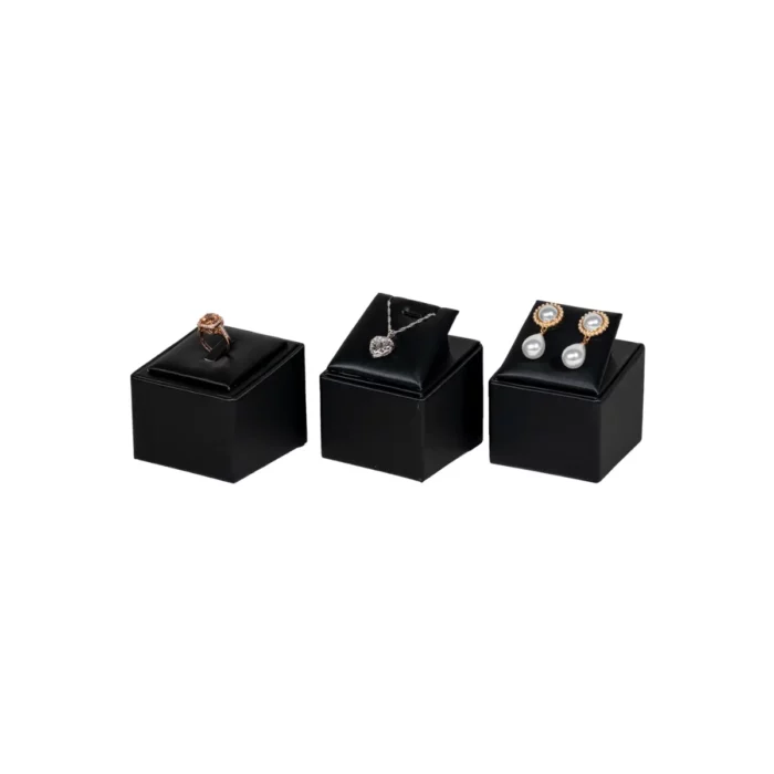 Jewellery set Stand angle view with jewelleryblack