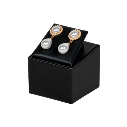 display stand for earrings black angle view with earring