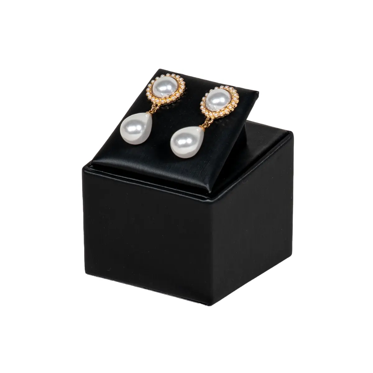 display stand for earrings black angle view with earring