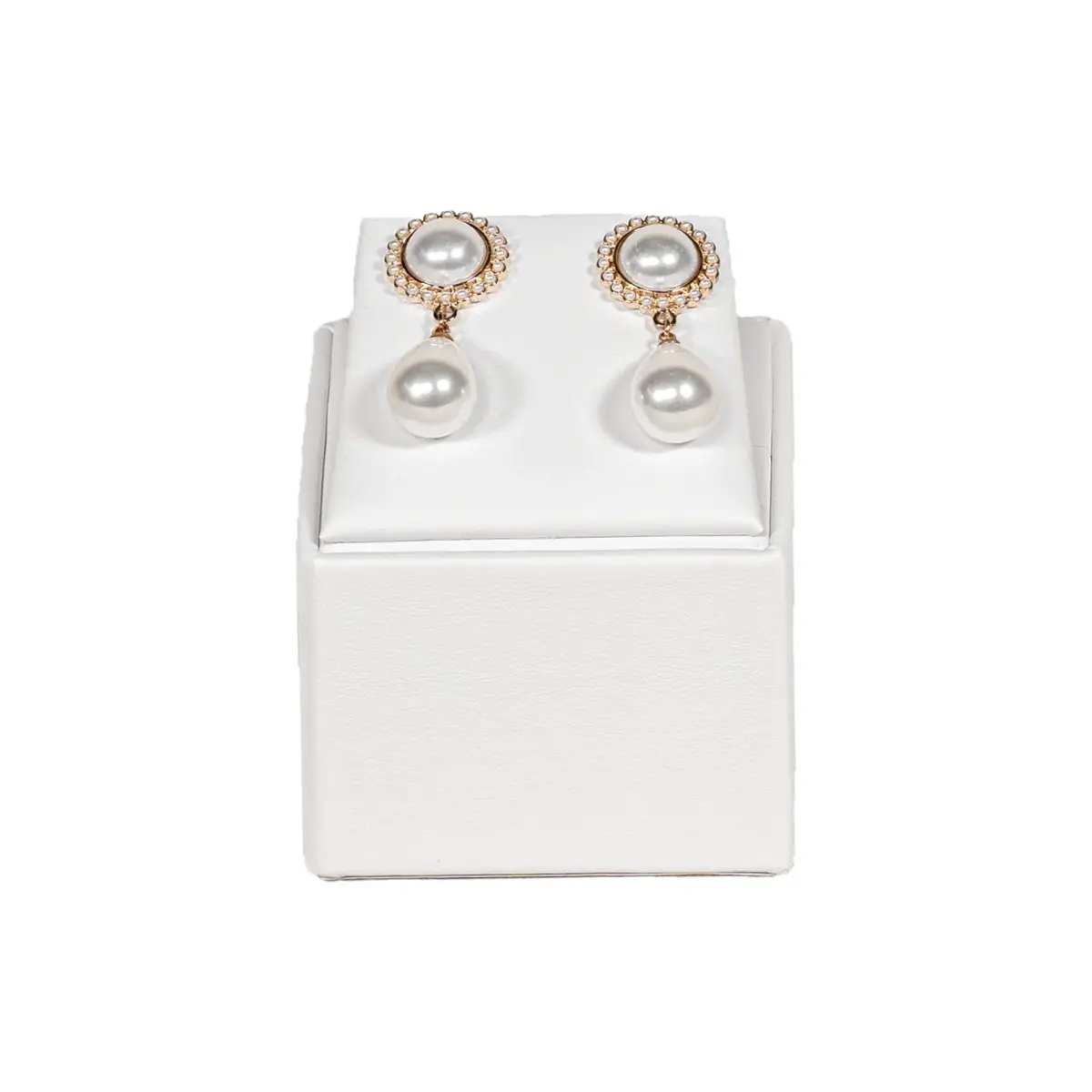 display stand for earrings white front view with earring
