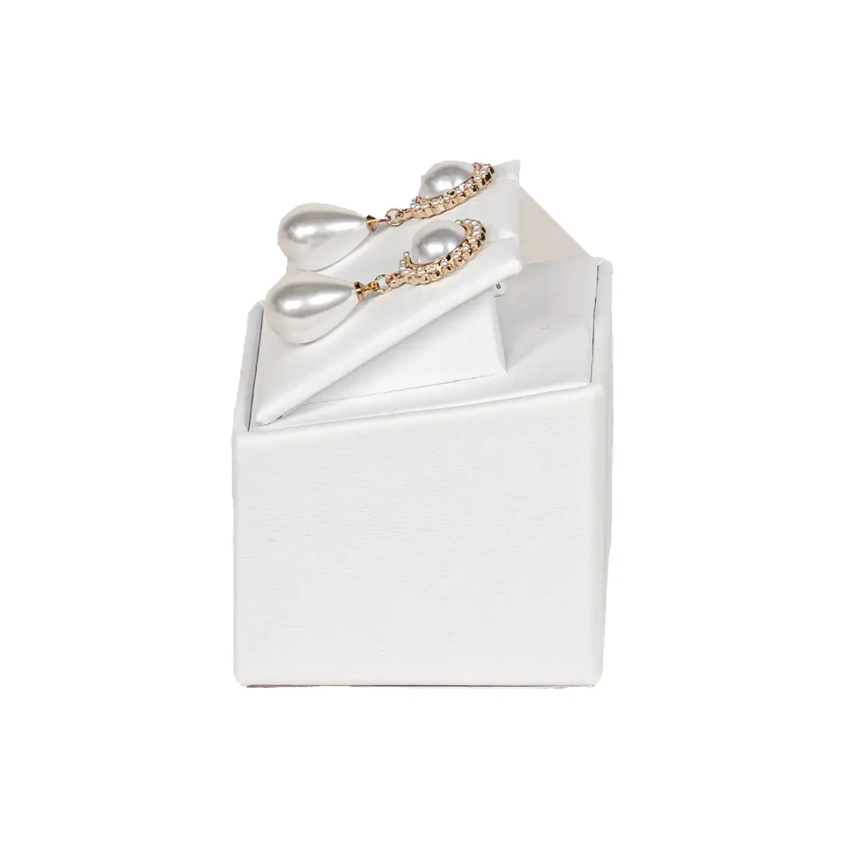 display stand for earrings white side view with earring