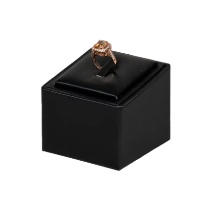 jewelry necklace holder black angle view with ring