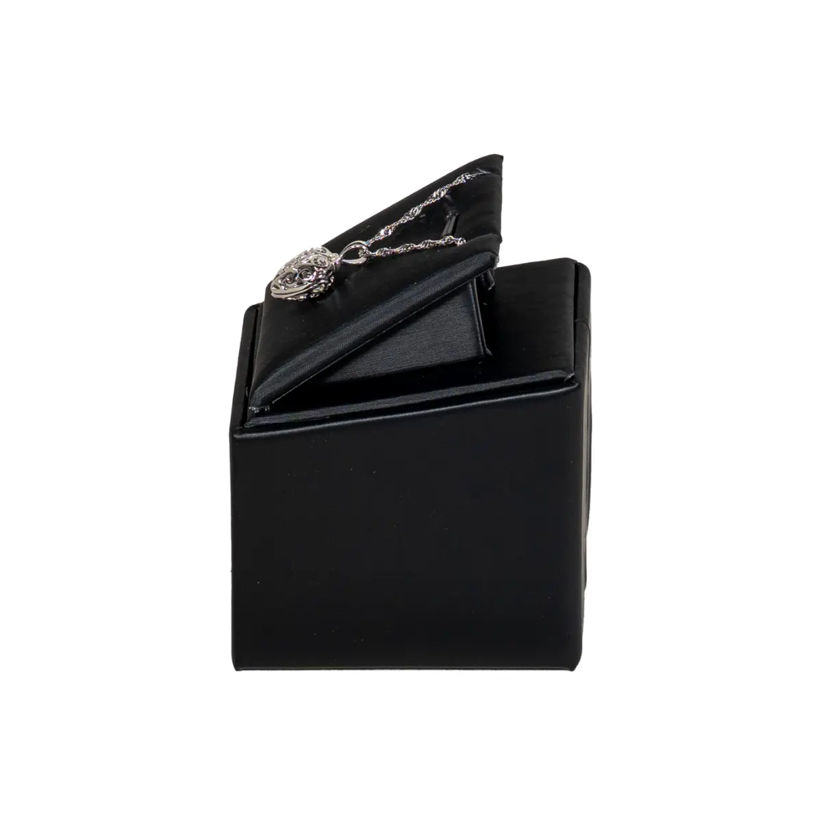 ewelry necklace holder black side view with necklace