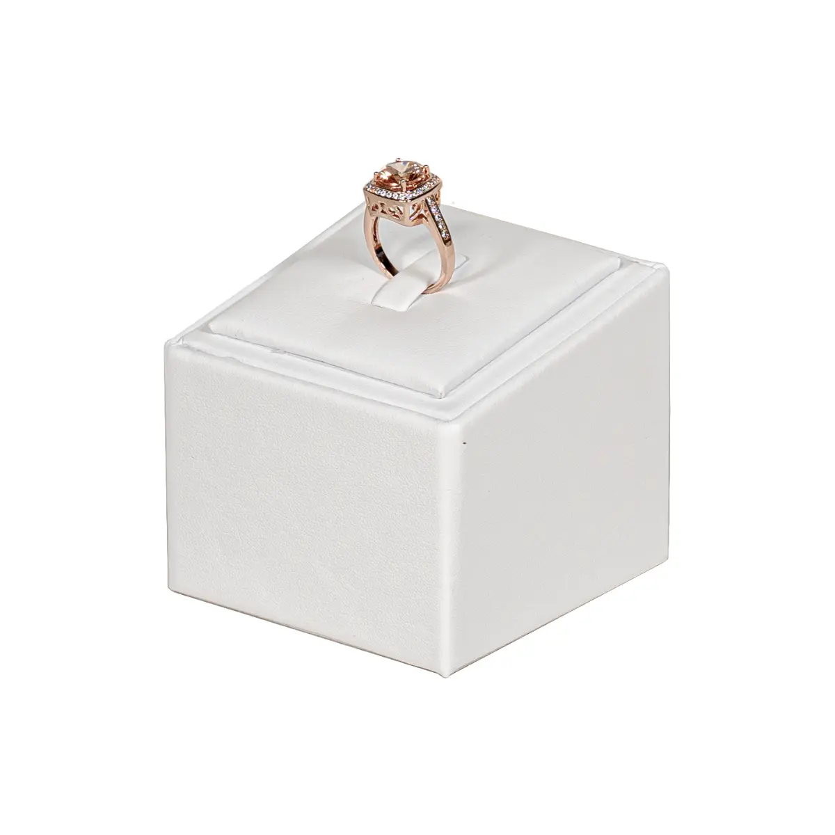 jewelry necklace holder white angle view with ring