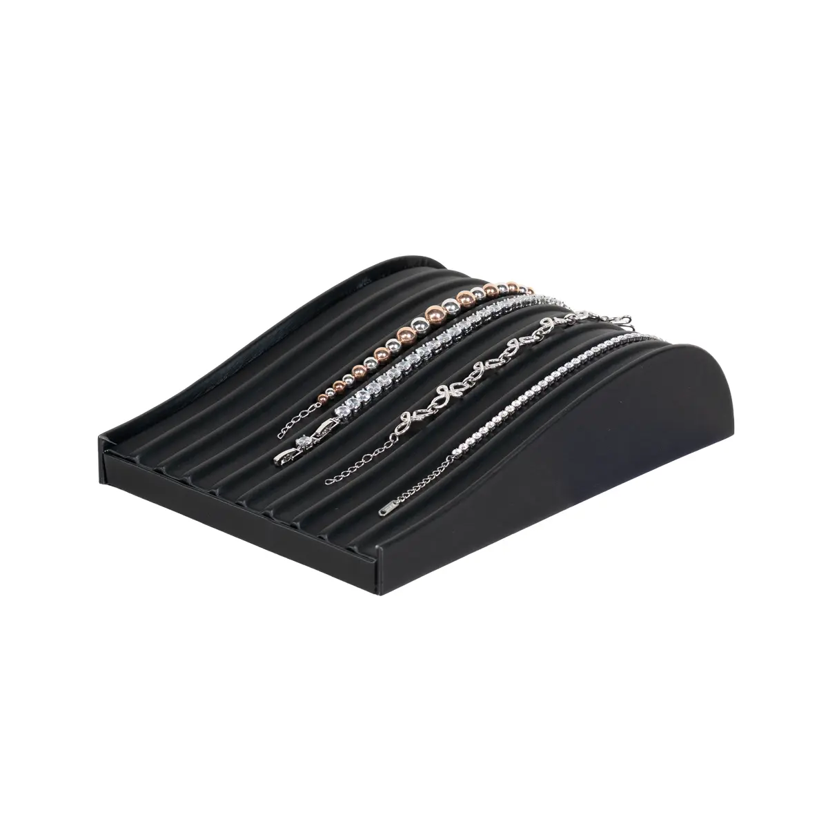 Bracelet-stand-Black-Large-angle-view-with-bracelet-BS88LBL Bracelet stand Black Large angle view with bracelet