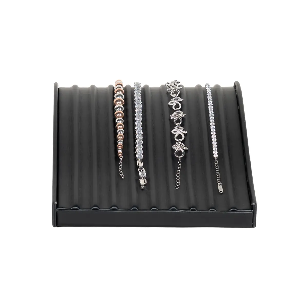 Bracelet stand Black Large front view with bracelet