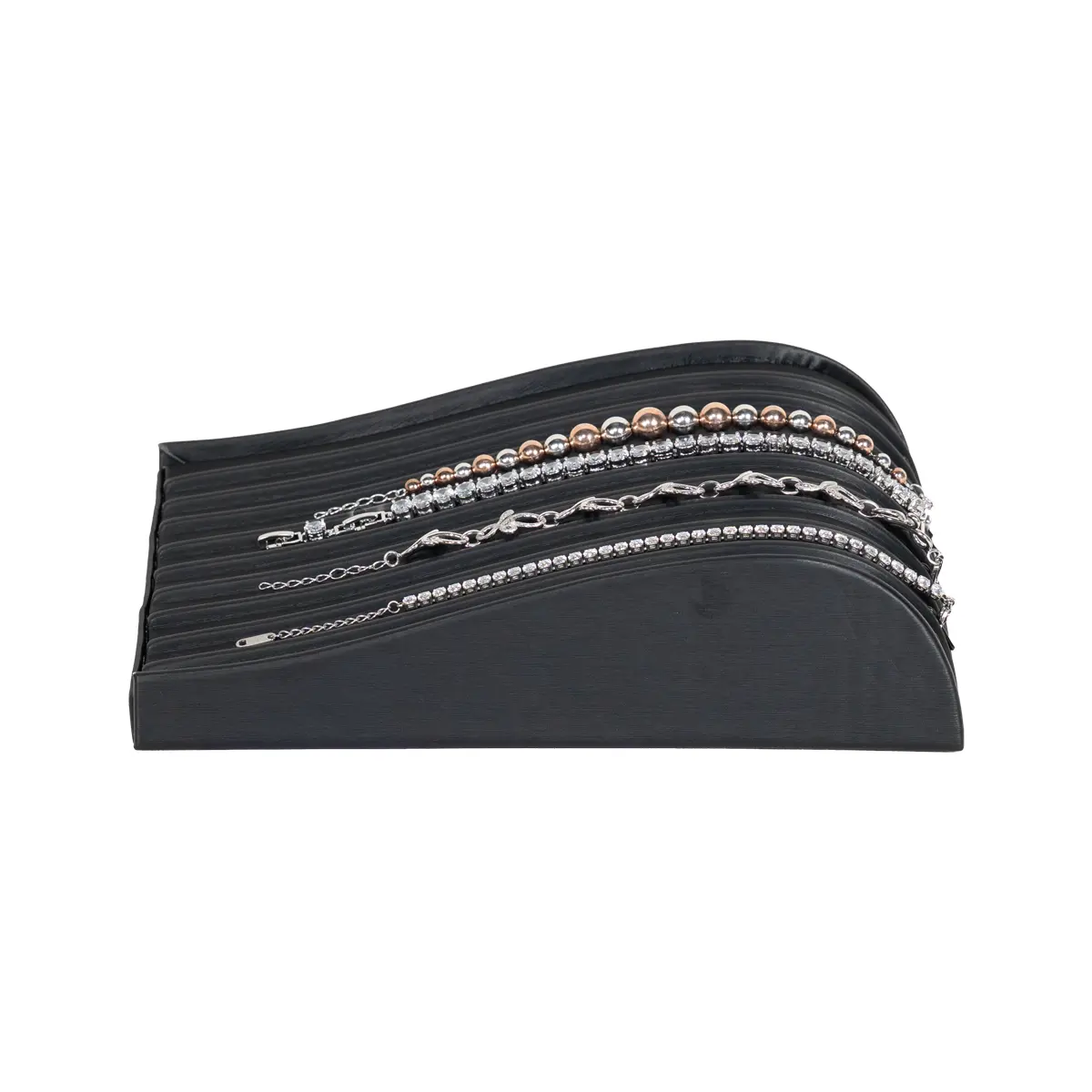 Bracelet stand Black Large side view with bracelet