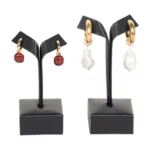 Earring display holder black front view with earring