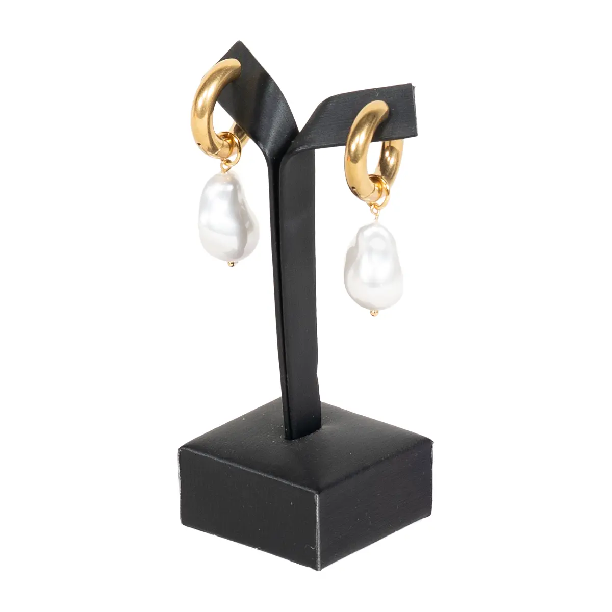 Earring-display-holder-large-black-angle-view-with-earring-ES81LBL Earring display holder large black angle view with earring