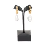 Earring display holder large black front view with earring