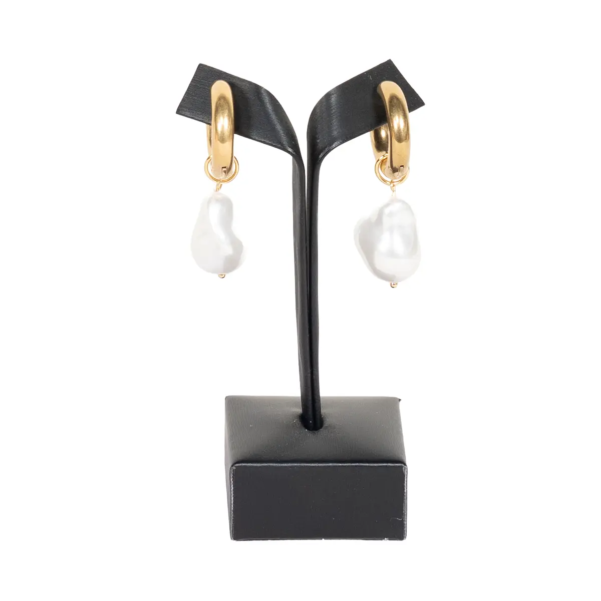 Earring display holder large black front view with earring