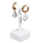 Earring-display-holder-large-white-angle-view-with-earring-ES81LWH Earring display holder large white angle view with earring