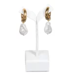 Earring-display-holder-large-white-front-view-with-earring-ES81LWH Earring display holder large white front view with earring