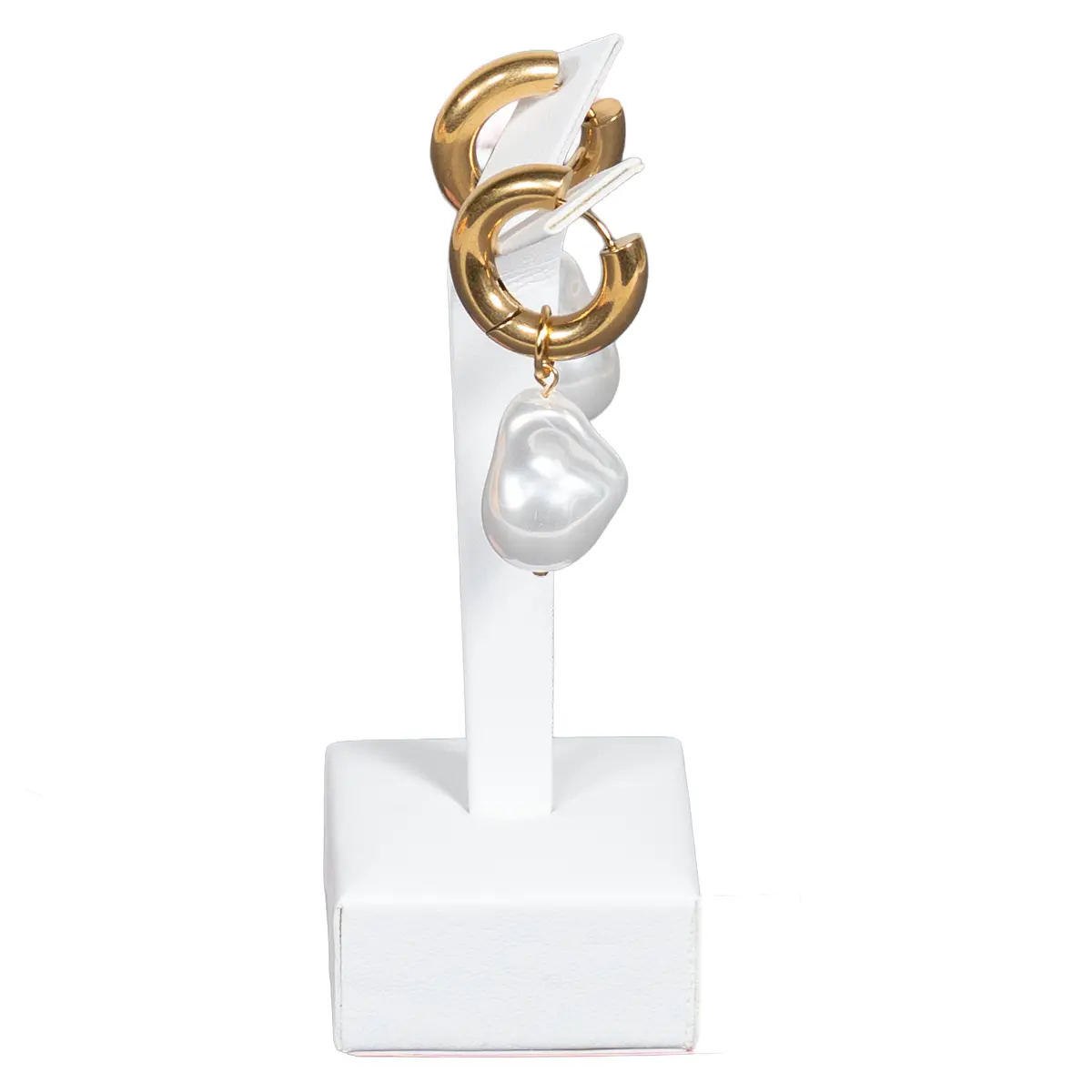 Earring-display-holder-large-white-side-view-with-earring-ES81LWH Earring display holder large white side view with earring