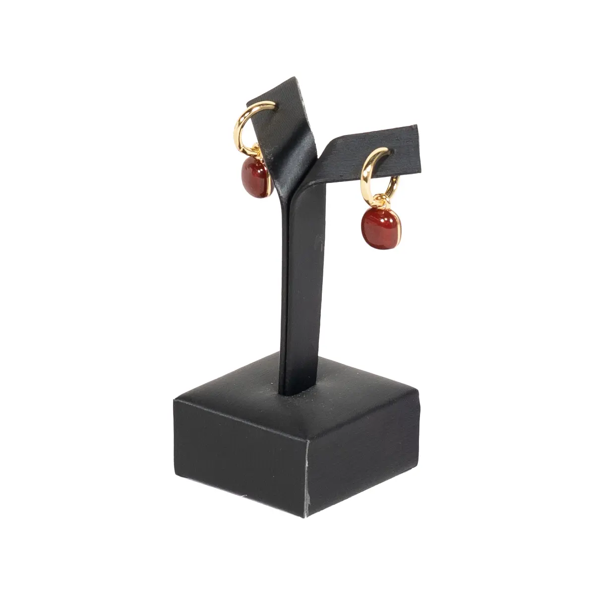 Earring-display-holder-small-black-angle-view-with-earring-ES81SBL Earring display holder small black angle view-with earring