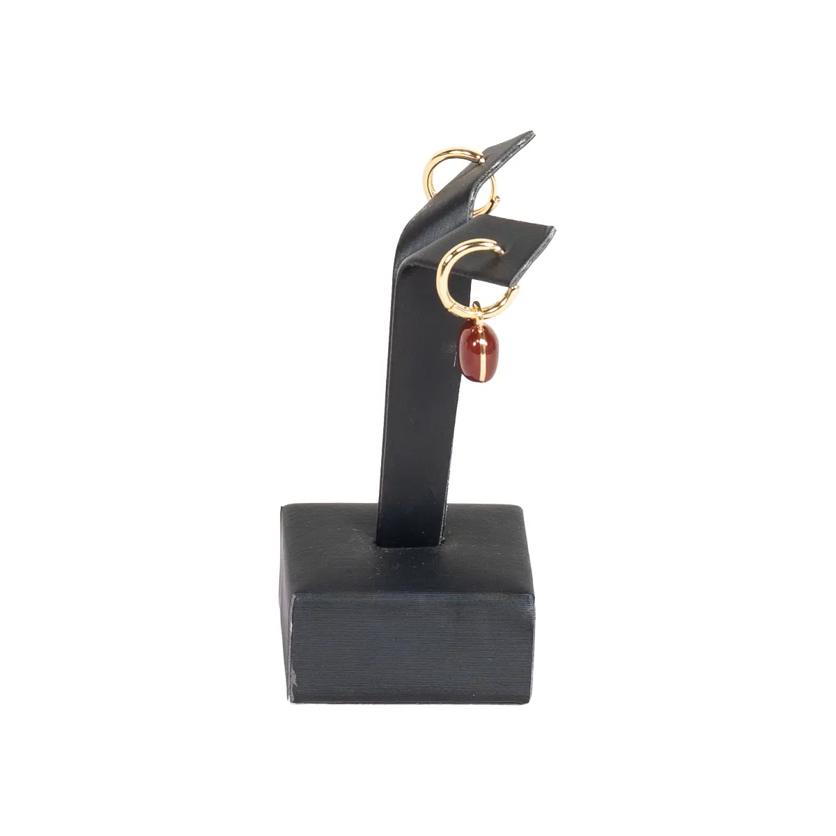Earring-display-holder-small-black-side-view-with-earring-ES81SBL Earring display holder small black side view with earring