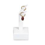 Earring-display-holder-small-white-side-view-with-earring-ES81SWH Earring display holder small white side view with earring
