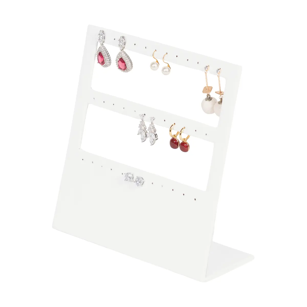Jewellery Stand white Large angle view with earring