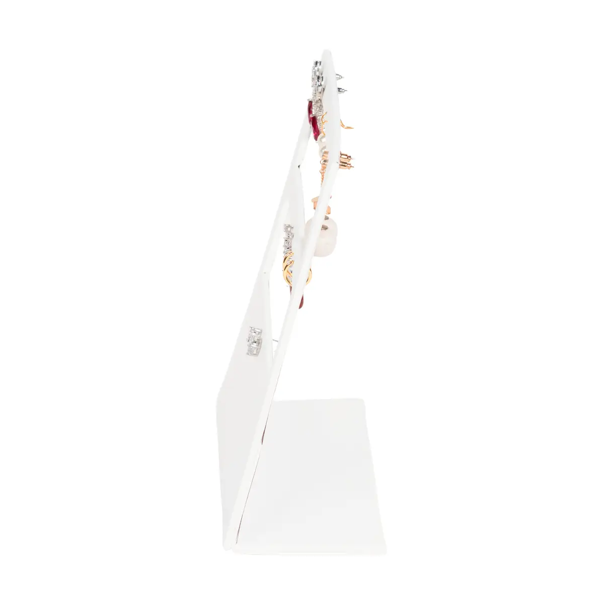 Jewellery Stand white Large side view with earring