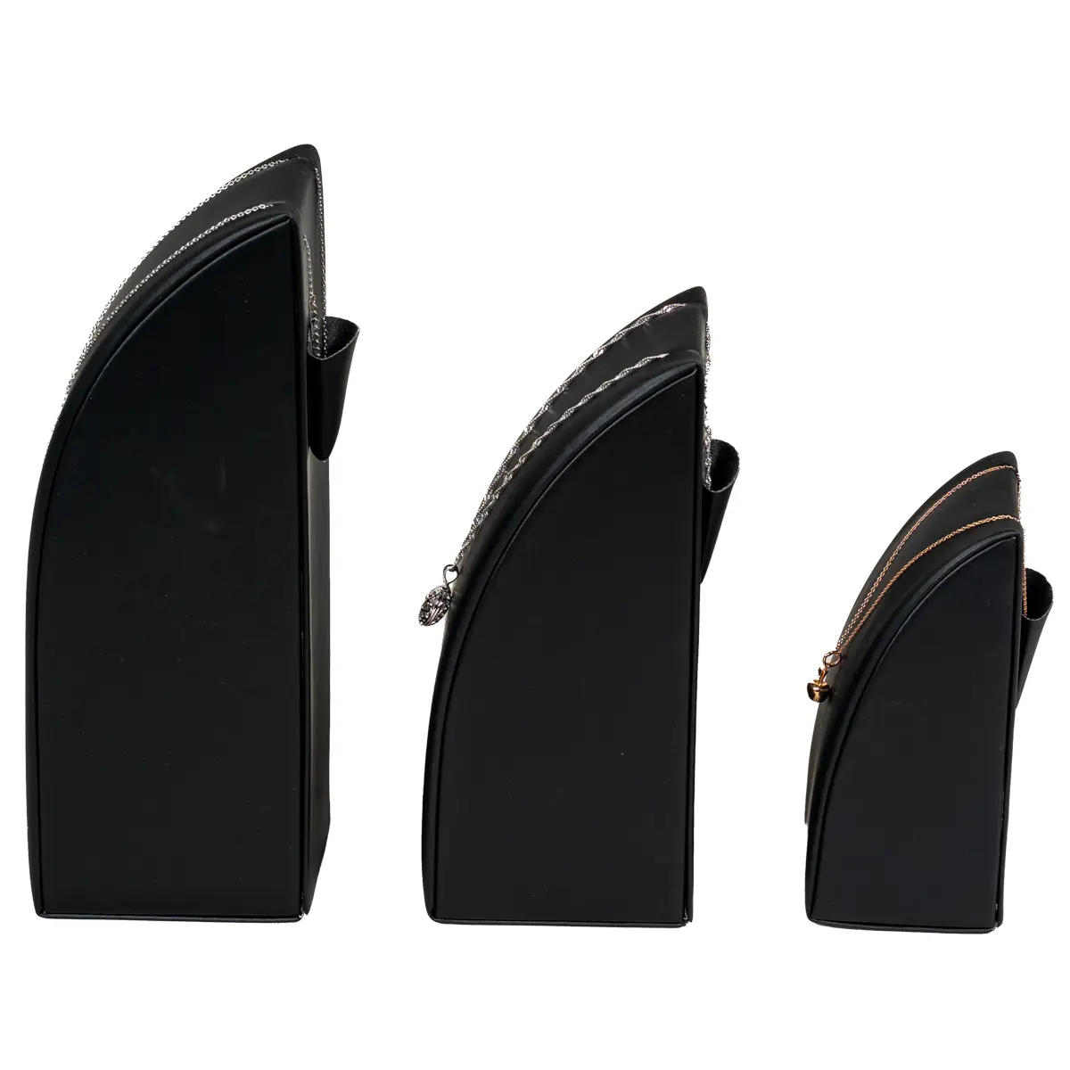 Jewelry-Necklace-Holder-black-side-view-with-necklaceCS81SBL Jewelry Necklace Holder black side view with necklace