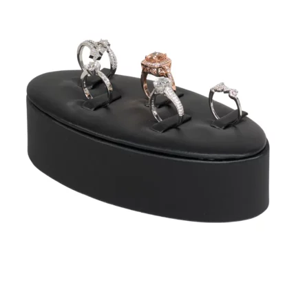 Ring jewelry Display Black small angle view with rings