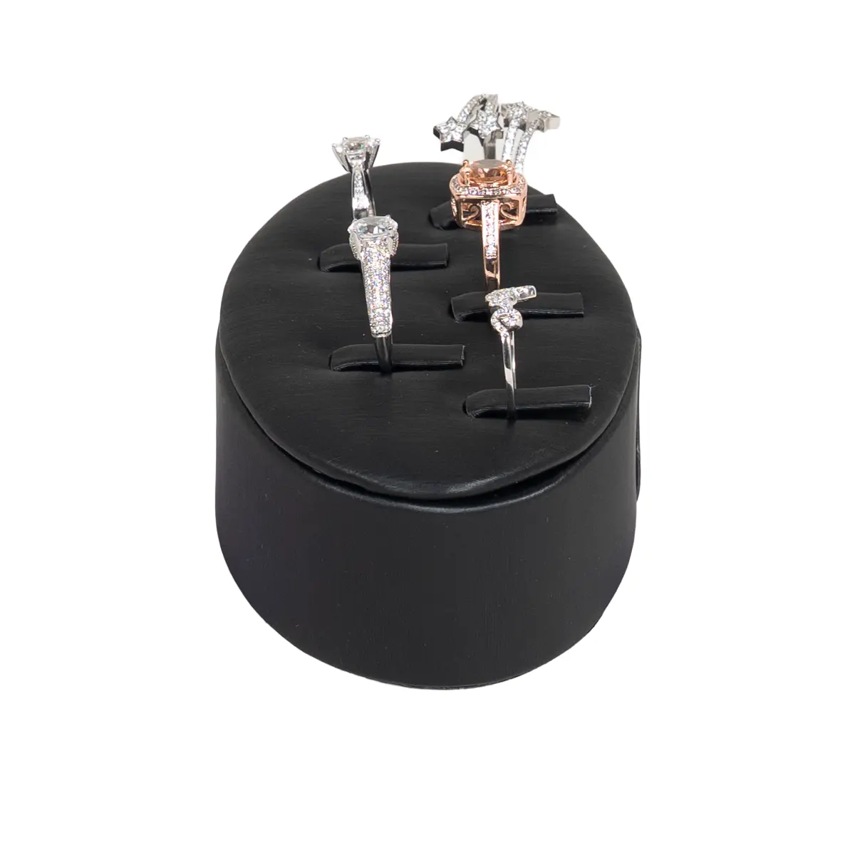 Ring-jewelry-Display-Black-small-side-view-with-rings-719KS Ring jewelry Display Black small side view with rings